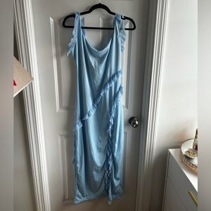 Light Blue Ruffle Maxi Dress